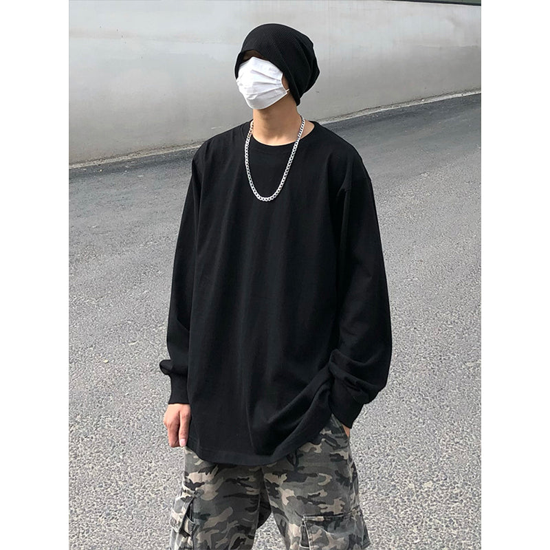 Loose Solid Round Neck With A Lazy Look