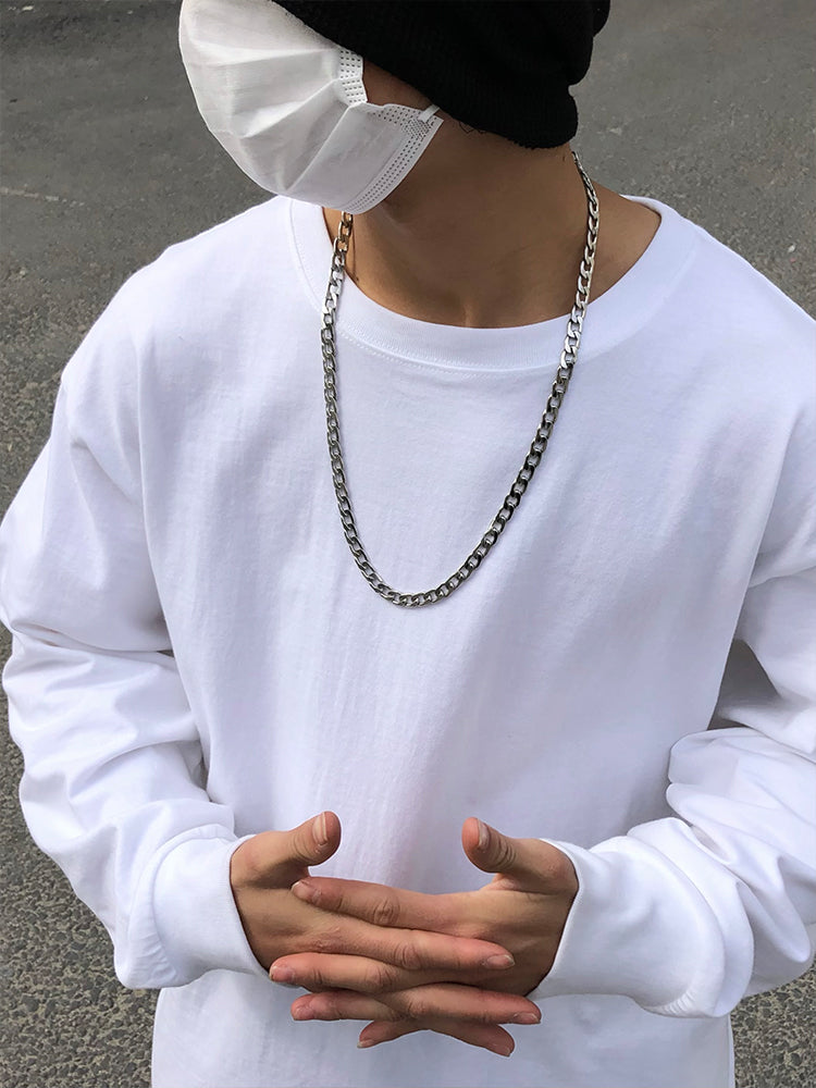 Loose Solid Round Neck With A Lazy Look