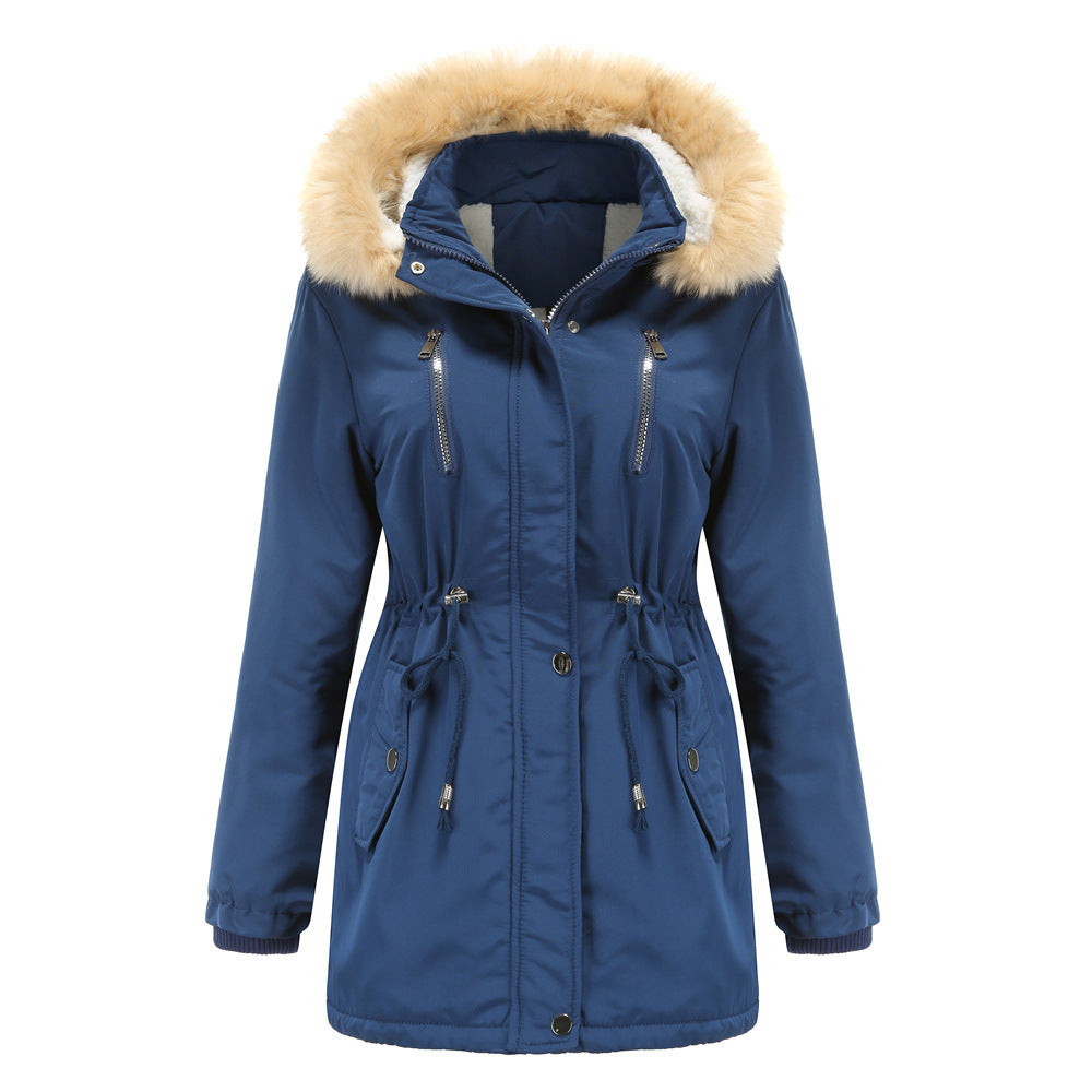 Chaqueta suelta de algodón grueso de terciopelo con capucha desmontable para mujer - Rasty's