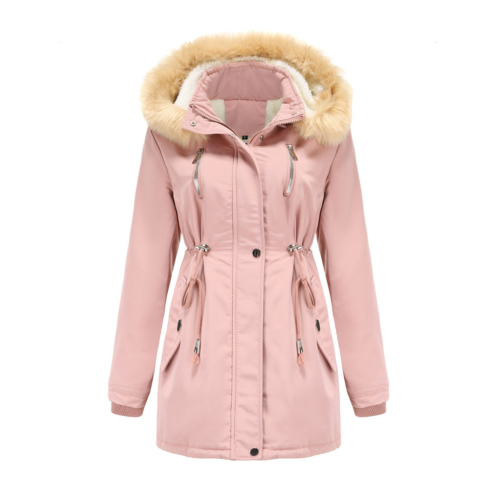 Chaqueta suelta de algodón grueso de terciopelo con capucha desmontable para mujer - Rasty's
