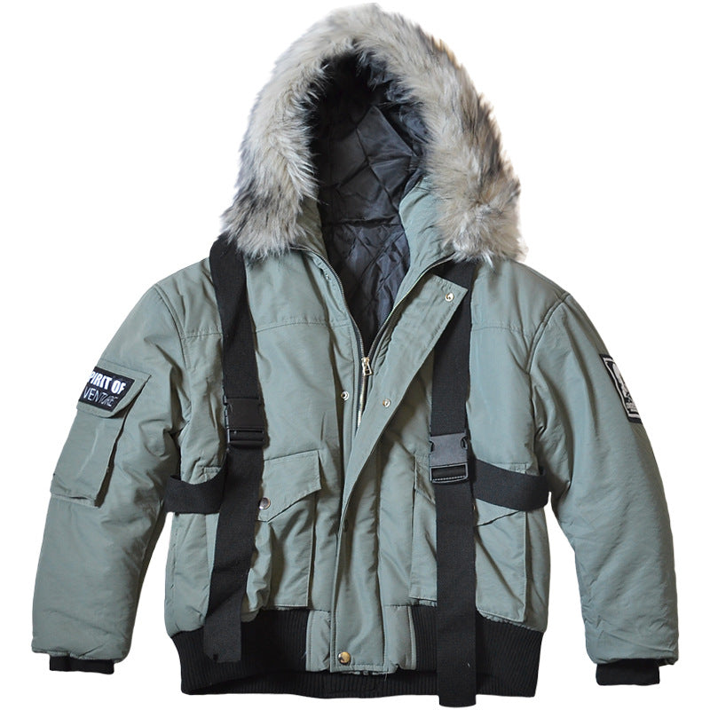 Army green collar cotton suit