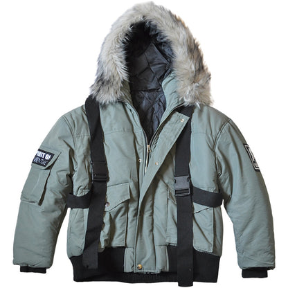 Army green collar cotton suit