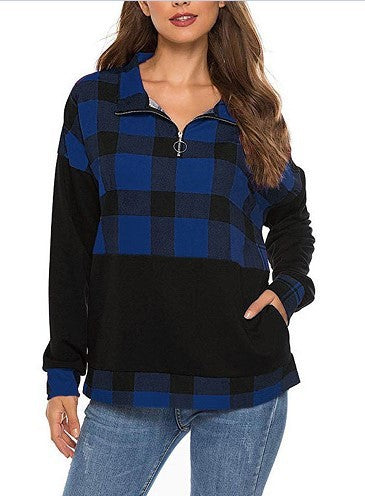 Zip Check Long Sleeve Sweatshirt