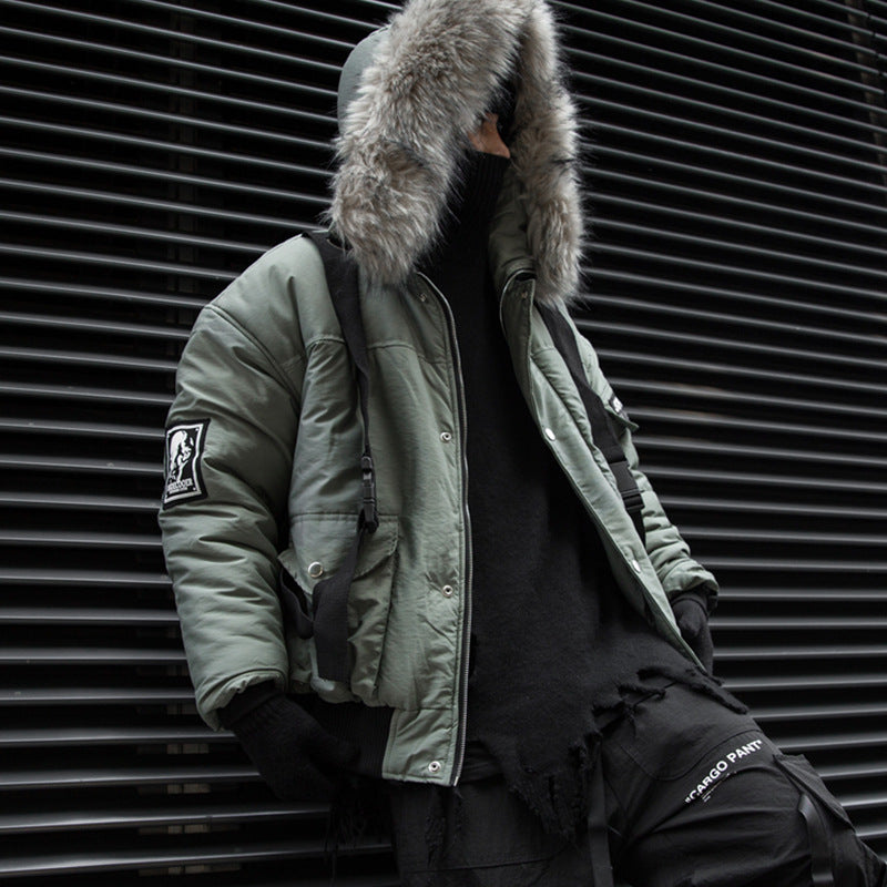 Army green collar cotton suit