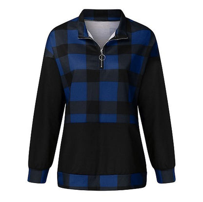 Zip Check Long Sleeve Sweatshirt