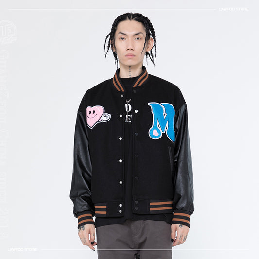 Casual Men's Flocking Embroidered Loose Jacket