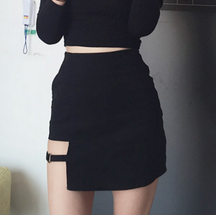 Korean Style Black Hip Skirts Irregular Hem Pencil Micro Mini Skirt Slim Women Party Skirts Black Bodycon Short Skirt 