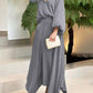 European And American Foreign Trade Women's Clothing New Loose Plus Size Solid Color Long-sleeved Top High Waist Long Skirt Suit