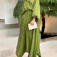 European And American Foreign Trade Women's Clothing New Loose Plus Size Solid Color Long-sleeved Top High Waist Long Skirt Suit