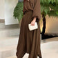 European And American Foreign Trade Women's Clothing New Loose Plus Size Solid Color Long-sleeved Top High Waist Long Skirt Suit