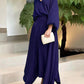 European And American Foreign Trade Women's Clothing New Loose Plus Size Solid Color Long-sleeved Top High Waist Long Skirt Suit