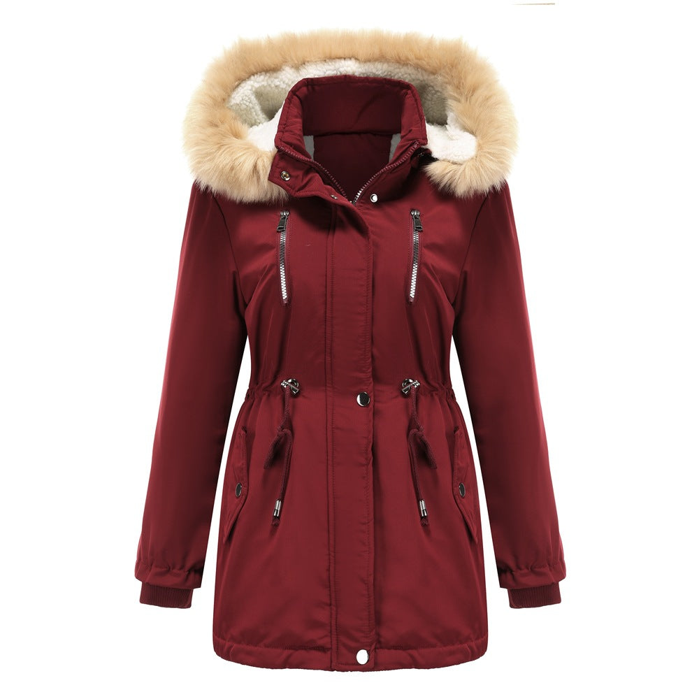 Chaqueta suelta de algodón grueso de terciopelo con capucha desmontable para mujer - Rasty's