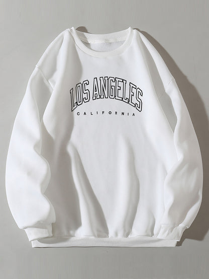 Letter Print Crew Neck Pullover Sweatshirt - Rasty's