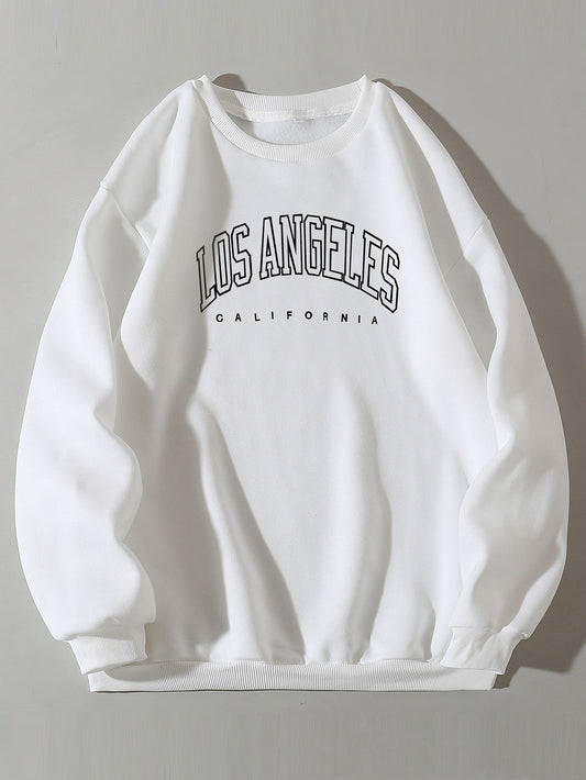Letter Print Crew Neck Pullover Sweatshirt - Rasty's