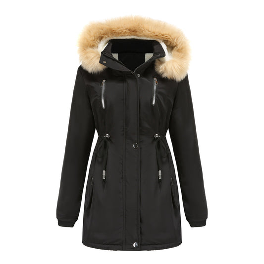 Chaqueta suelta de algodón grueso de terciopelo con capucha desmontable para mujer - Rasty's