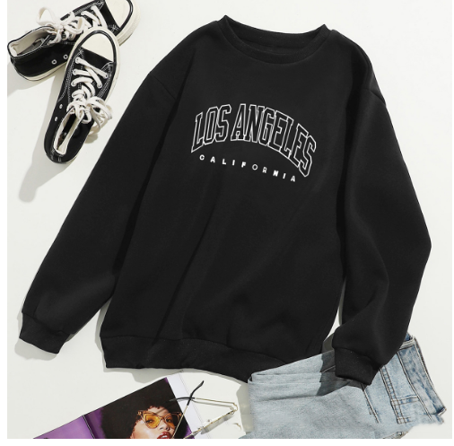 Letter Print Crew Neck Pullover Sweatshirt - Rasty's