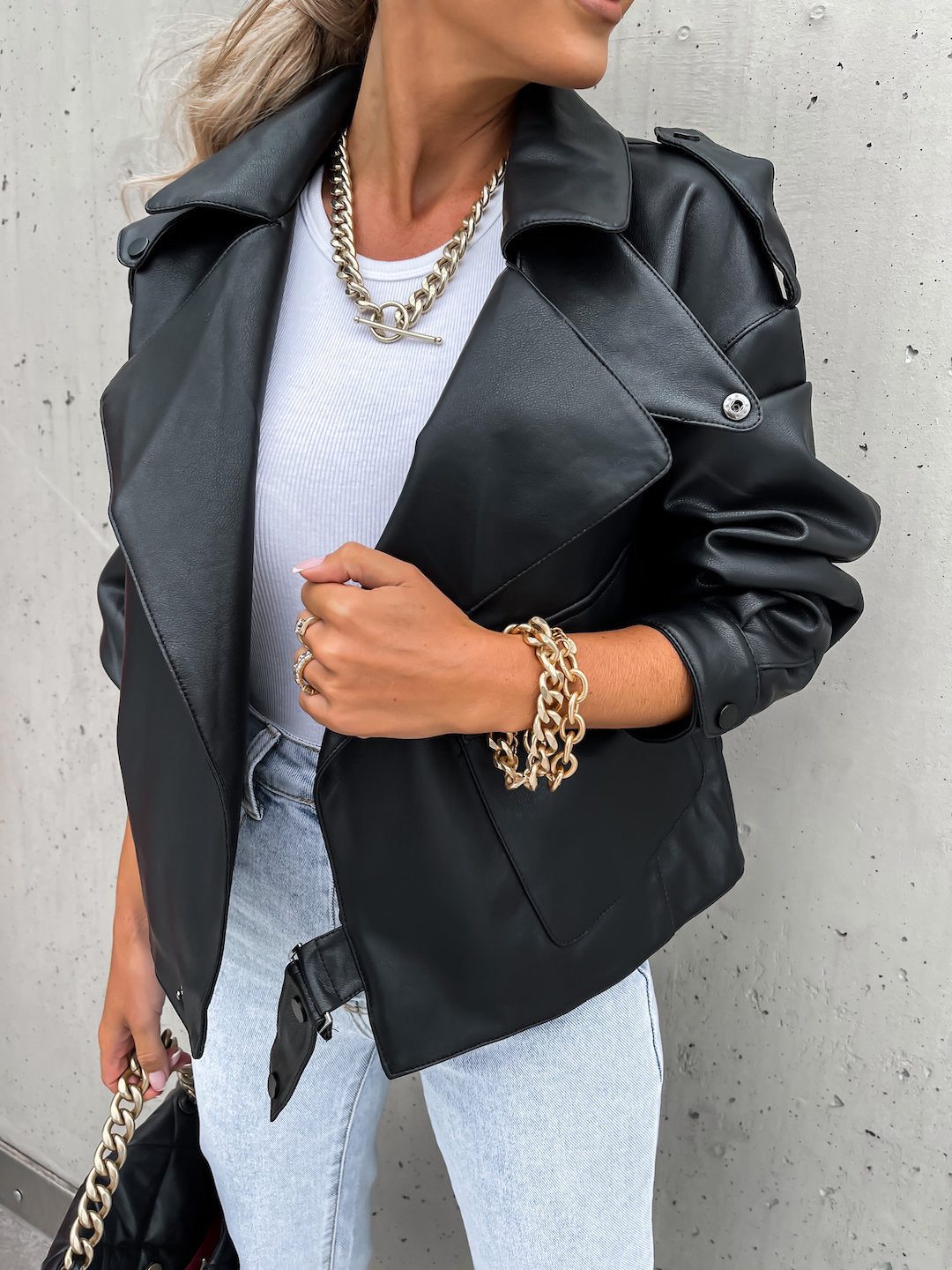 Chaqueta de abrigo de cuero para mujer - Rasty's